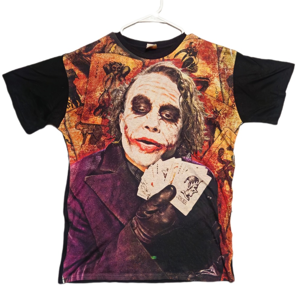 DC Comics Joker T-Shirt Mens L Black The Dark Knight Heath Ledger Graphic Tee